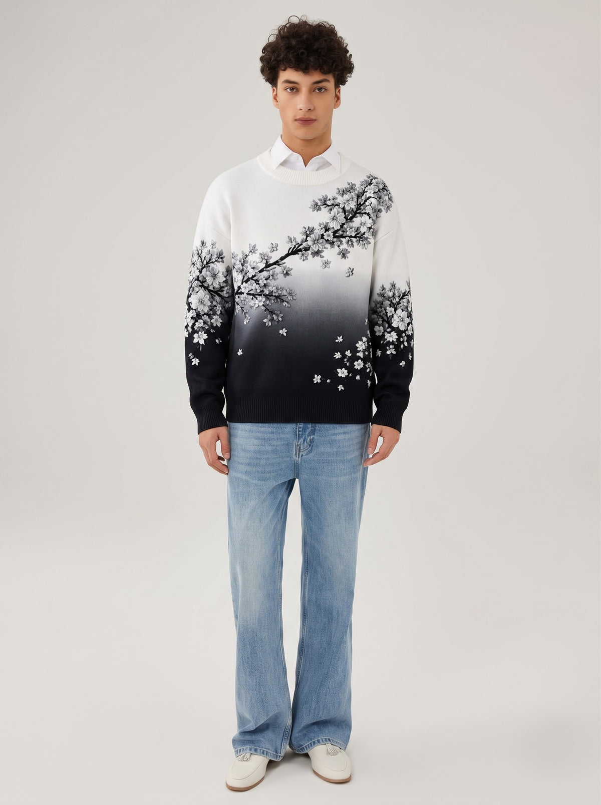 Midnight Blossom Ombre Sweater