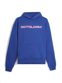 Blue hoodie with 'Octoloom' logo on a white background